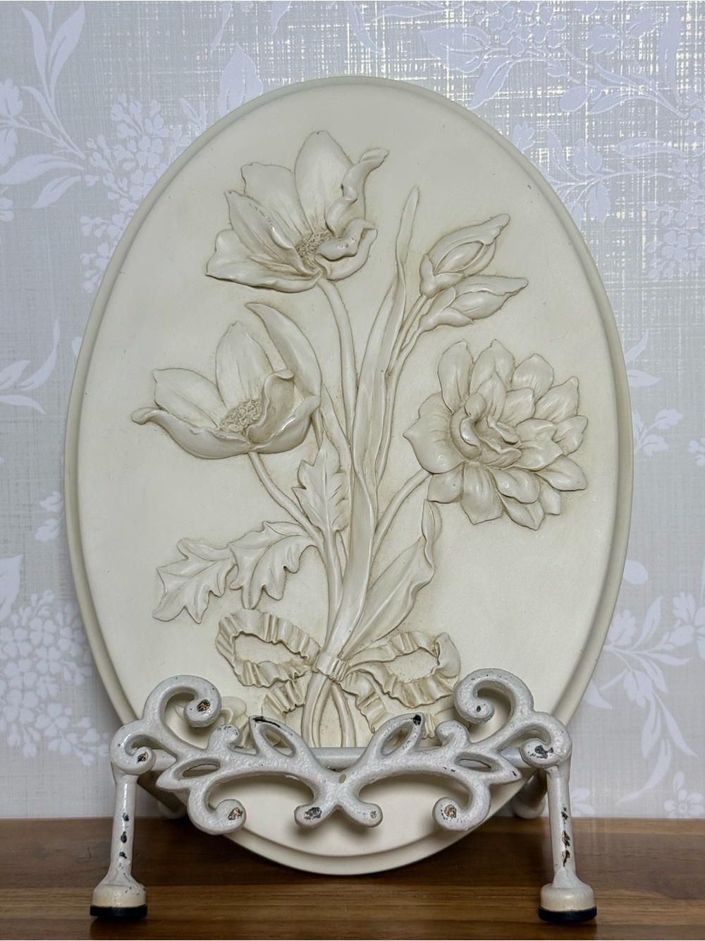 Cream Floral Relief Wall Plaque by Heritage